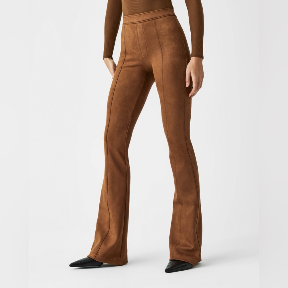 SPANX Brown Boot-Cut Faux-Suede Pants
